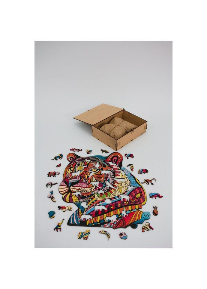 Фігурний дерев'яний пазл A3 "Загадковий тигр" PuzA3-03110, 129 деталей Toysi (372495288)