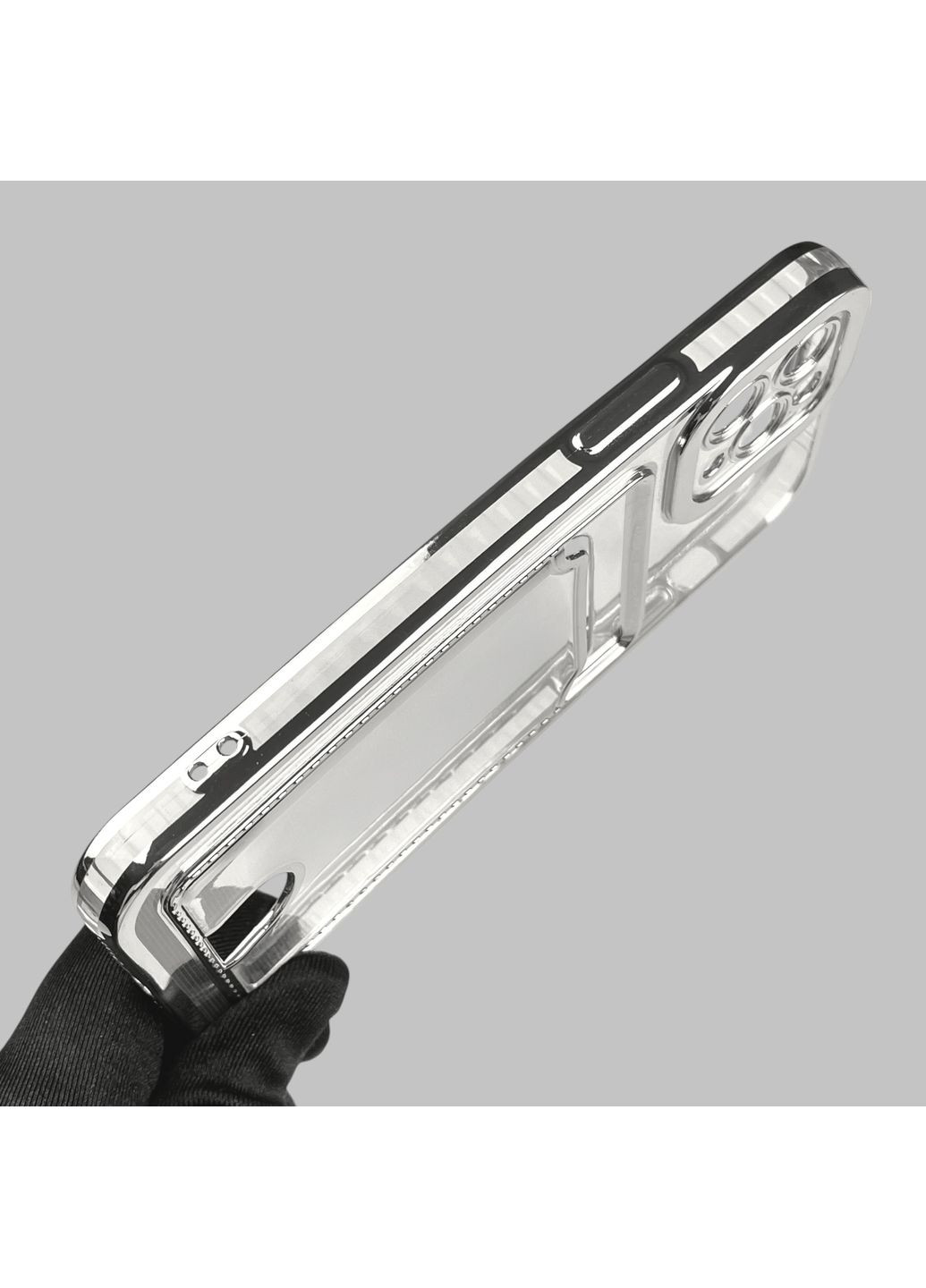 Чохол для iPhone 11 Pro зі срібною окантовкою з кишенькою для карток на айфон 11 про срібний Apple (366023506)