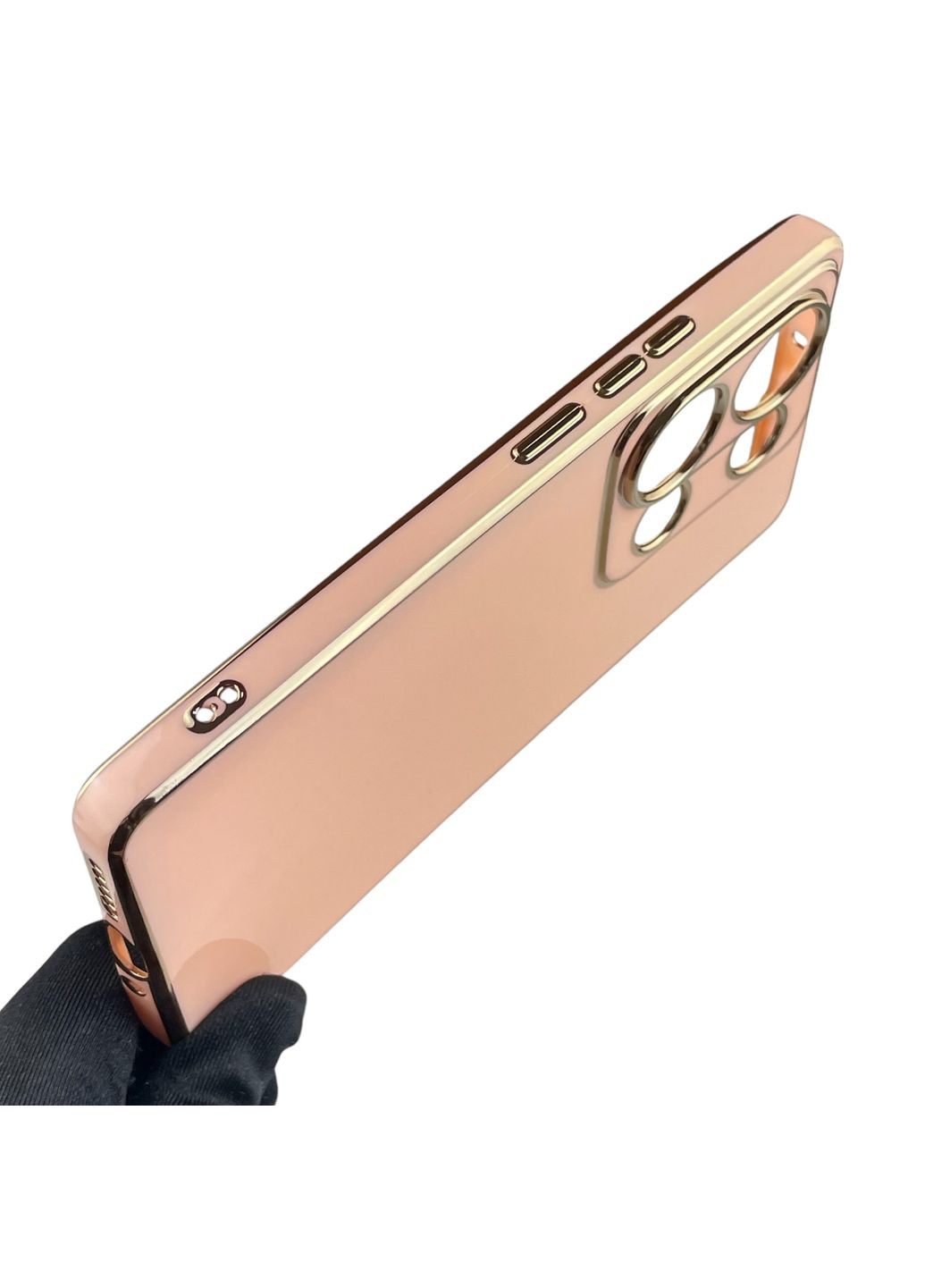 Чохол для POCO M6 Pro 4G жіночий із золотою окантовкою із захистом камери на сяомі поко м6 про 4г рожевий Xiaomi (366020104)