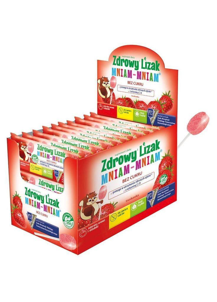 Здоровий льодяник "Mniam-Mniam" зі смаком полуниці без цукру Zdrowy Lizak No Brand (323168898)