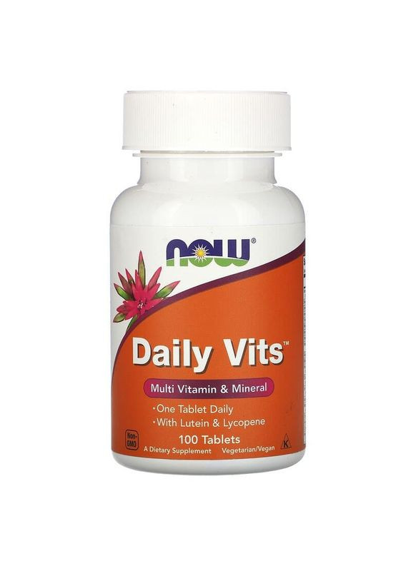 Мультивитамины и минералы, Daily Vits,, 1 таблетку в день, 100 таблеток Now Foods (322067843)