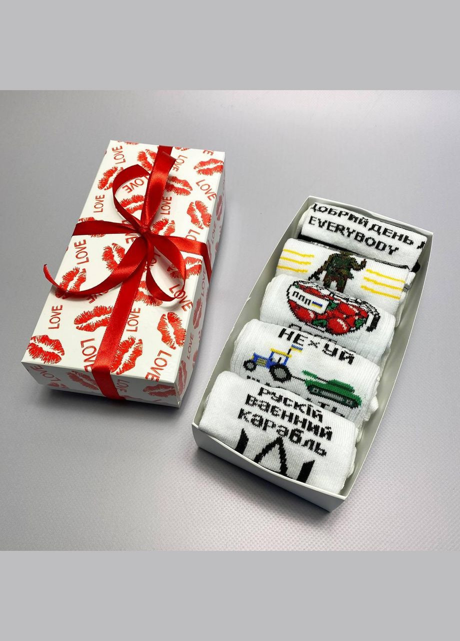 Комбіновані набір жіночих патріотичних шкарпеток 36-41 5 пар у подарунковій коробці Vakko (308862535)