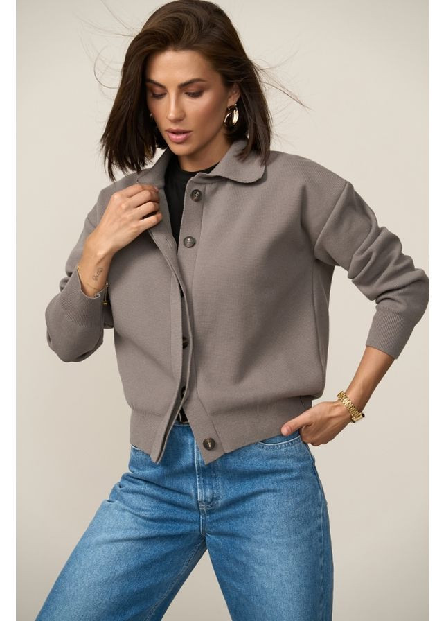 Темно-серый женский жакет 2889 черный шоколад Triko Bakh -