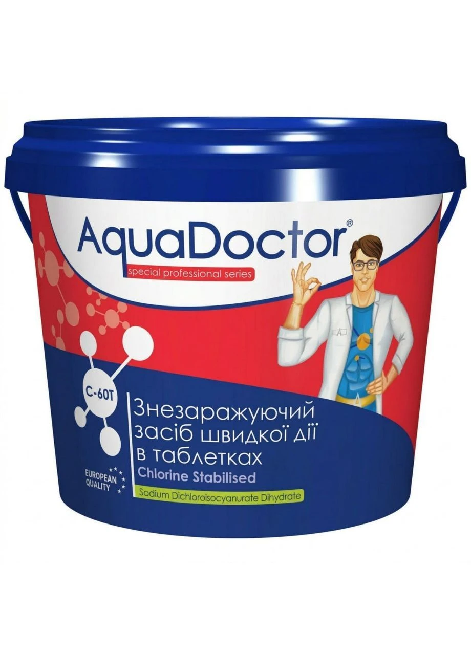 Дезинфектант C-60T A17509, 1кг, шоковый хлор в таблетках 20г AquaDoctor (386557257)