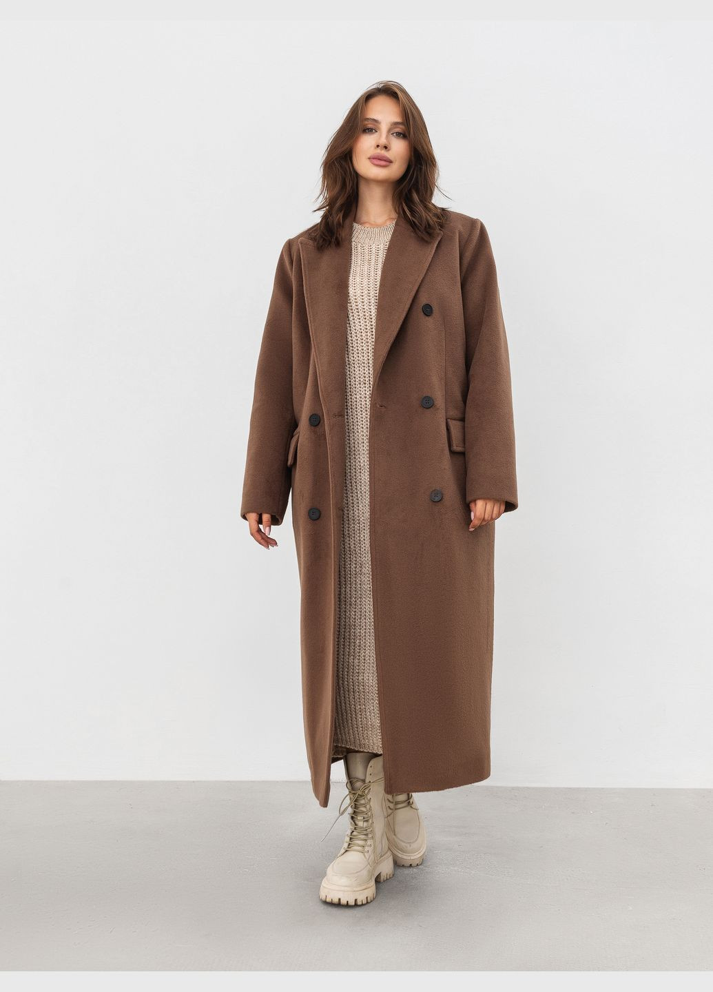Коричневое зимнее Утепленное зимнее пальто Romashka