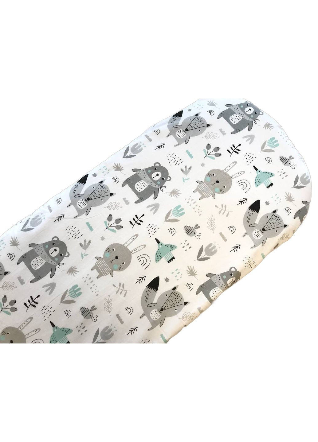 Непромокаюче простирадло в коляску "Зайчики ведмедики ментолові" Moontime (366037139)