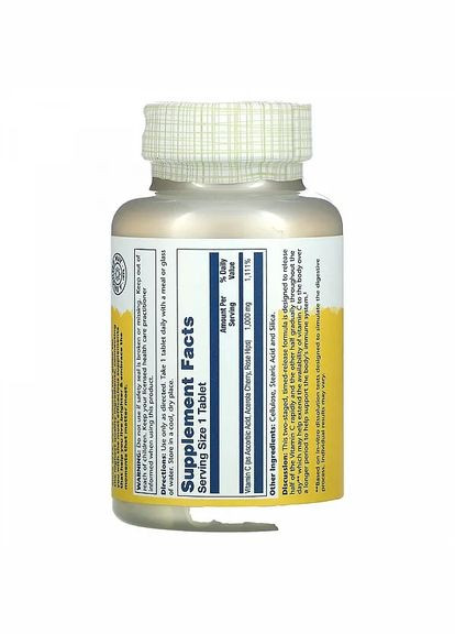 Витамин С (Vitamin C) с шиповником и ацеролой, 100 таблеток Solaray (299899308)