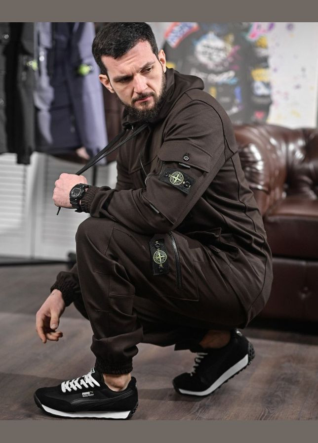 Стильний спортивний костюм чоловічий коричневий Stone Island (326990257)