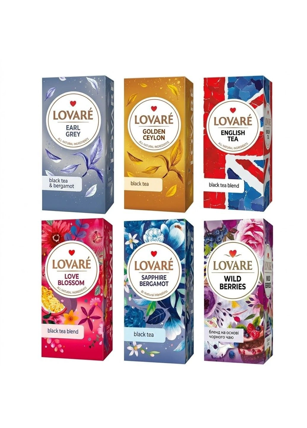 Набор чая 6 видов Черный чай Классика 144 пакетика Lovare (400915045)