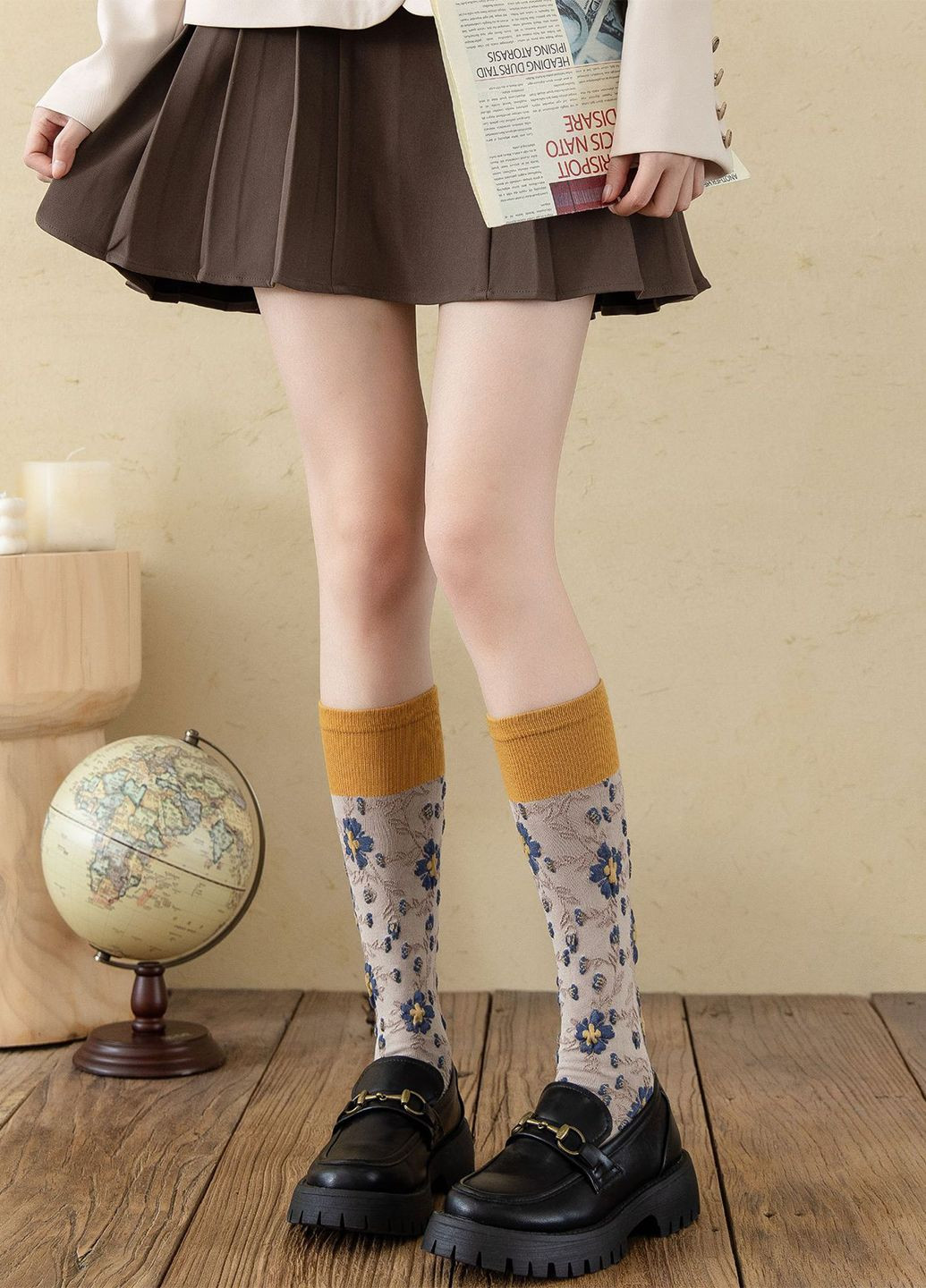 Гольфи з квітами до коліна No Brand (295649719)