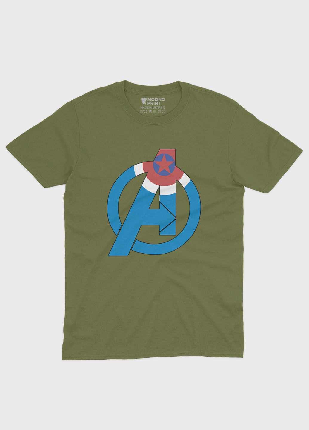 Хаки (оливковая) летняя женская футболка с принтом супергероя - капитан америка (ts001-1-hgr-006-022-012-f) Modno