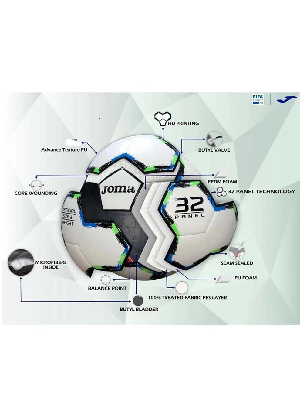 Мяч футзальный GRAFITY II Белый 4 Joma (367601724)