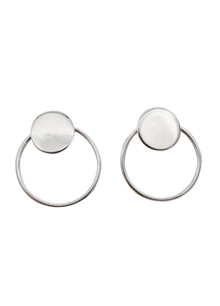 Срібні сережки пусети гвоздики "Коло з монеткою" круг No Brand (350667308)