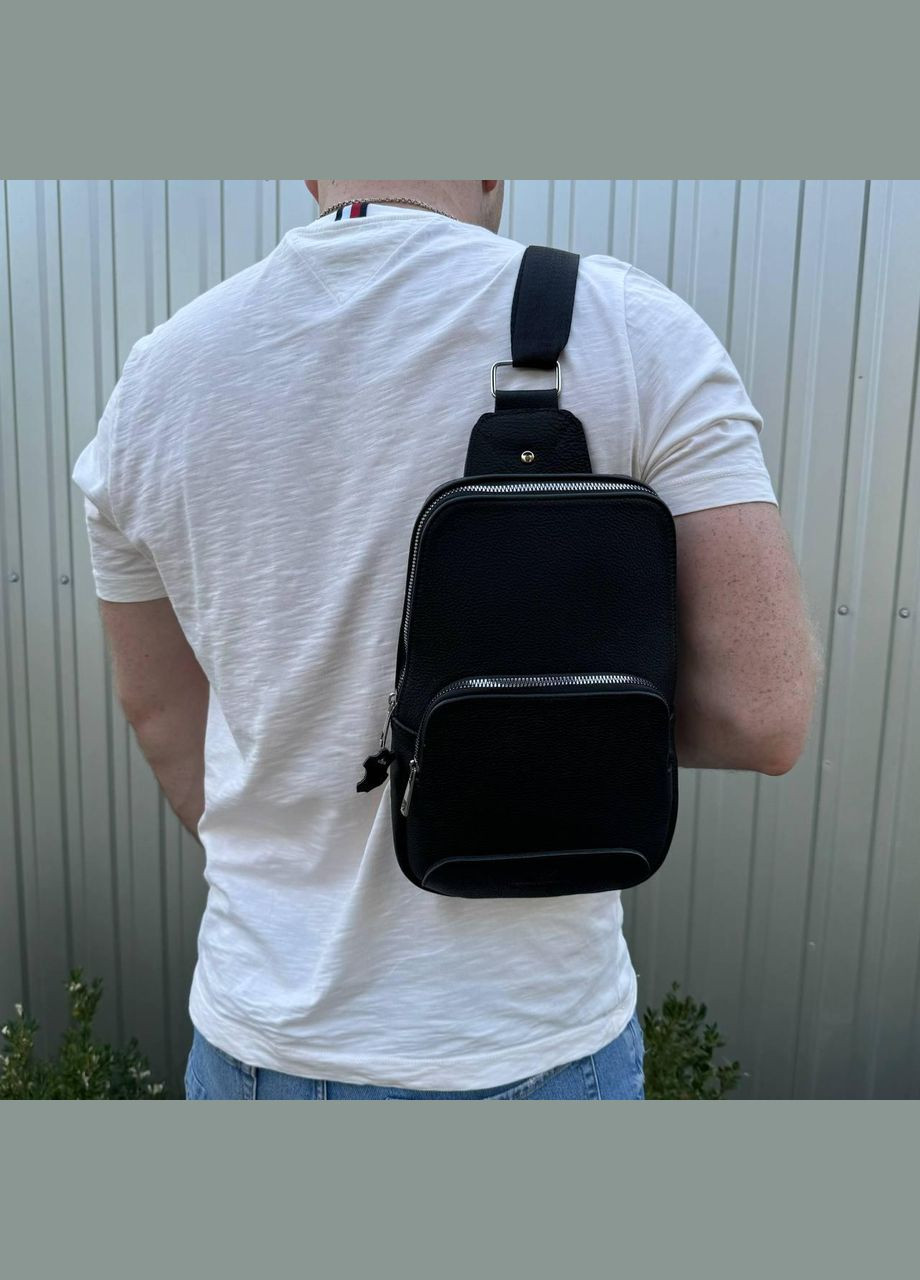 Чоловіча шкіряна сумка бананка на груди стиль Armani, сумка-слінг нагрудна з натуральної шкіри Армані No Brand (334730917)