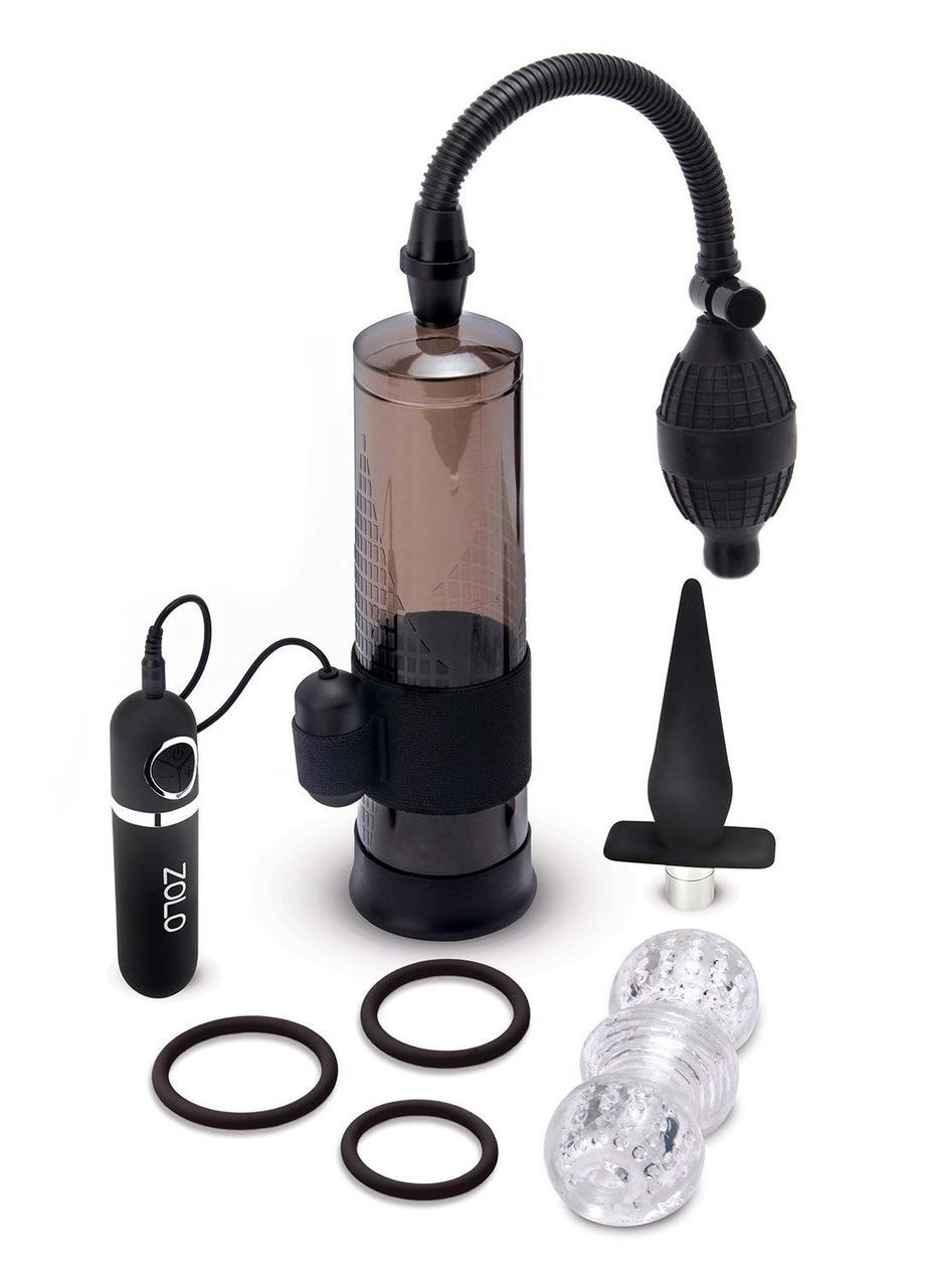 Помпа для пеніса Ultimate Performance Set включає в себе набір з 6 предметів, чорний Zolo (303910908)