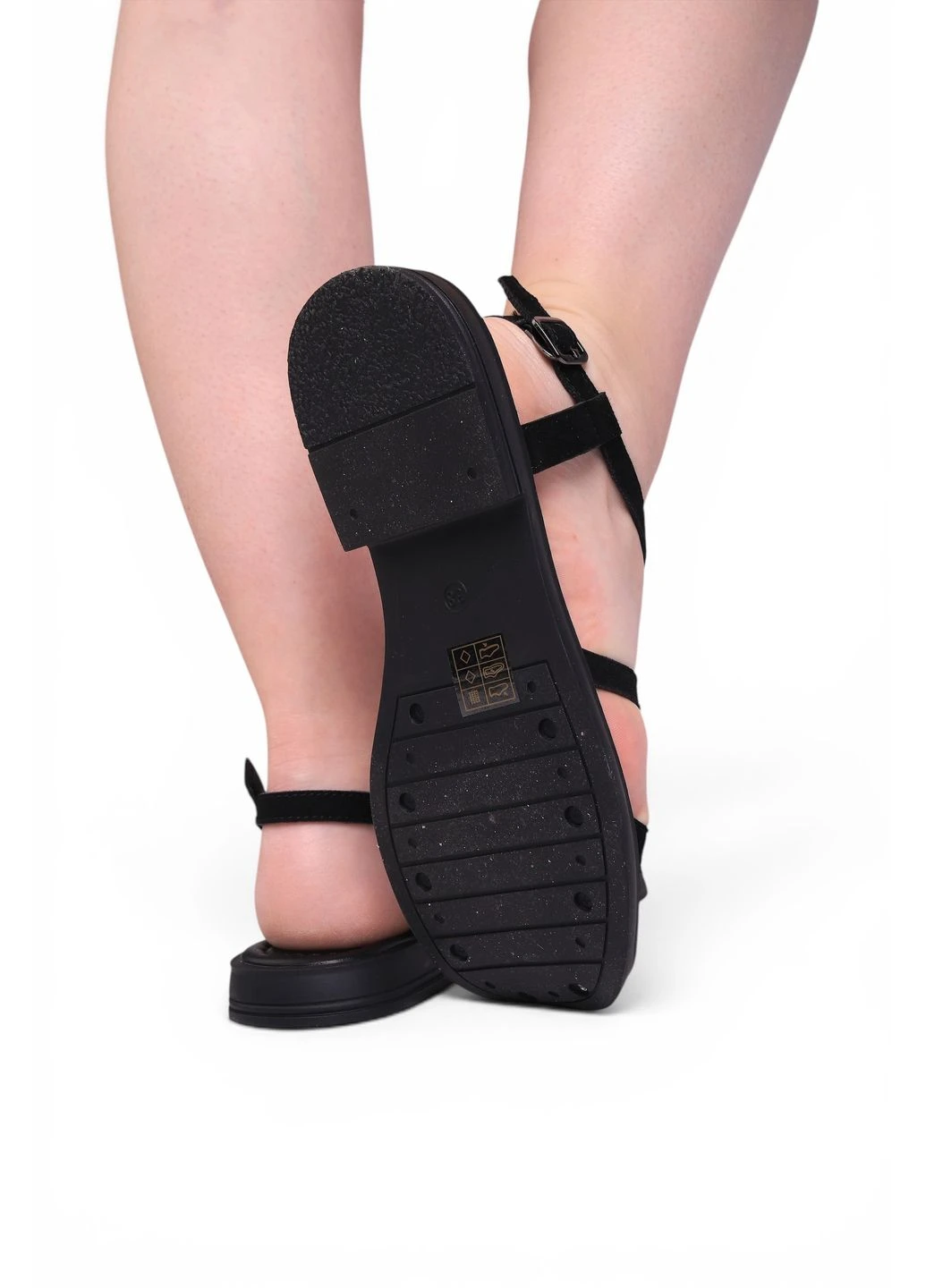 Босоніжки жіночі чорні з натуральної замші 351190 Fashion (400101262)