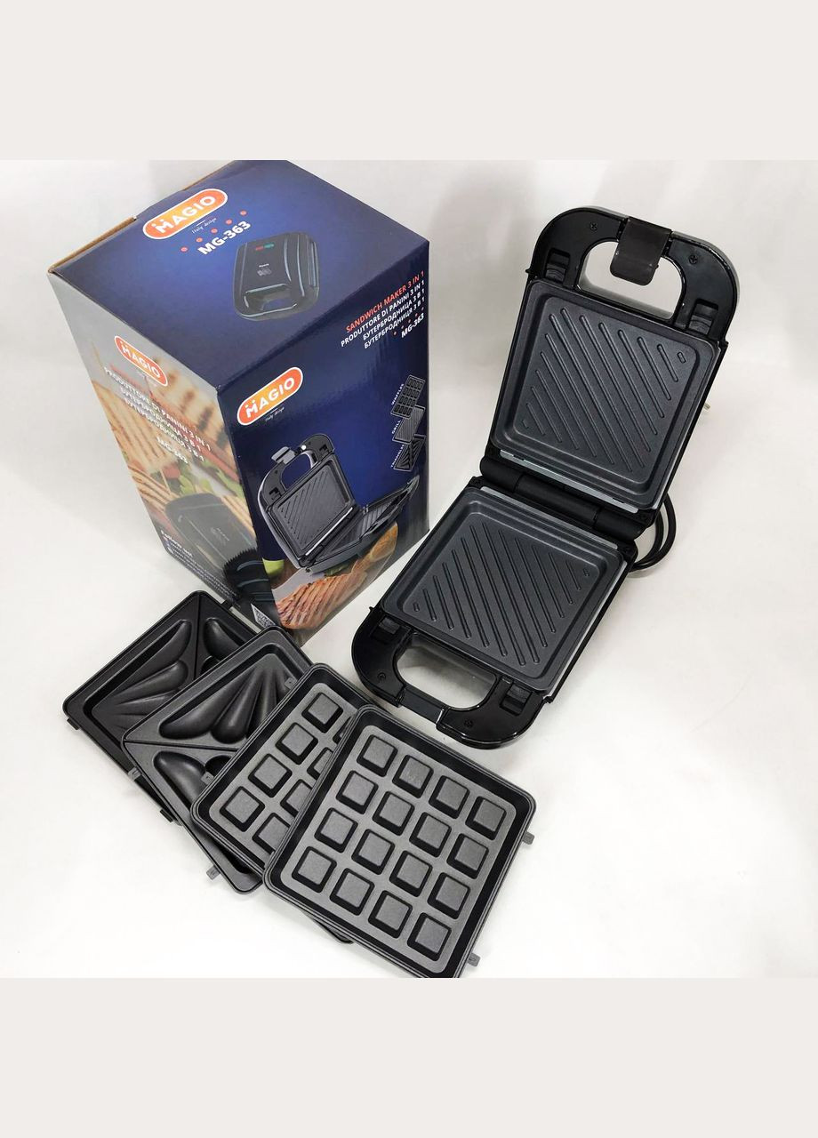 Мультимейкер (бутербродница-вафельница-гриль) MG-363, Бутербродница 4в1, Сэндвичница, Мультимейкер Magio (364663689)