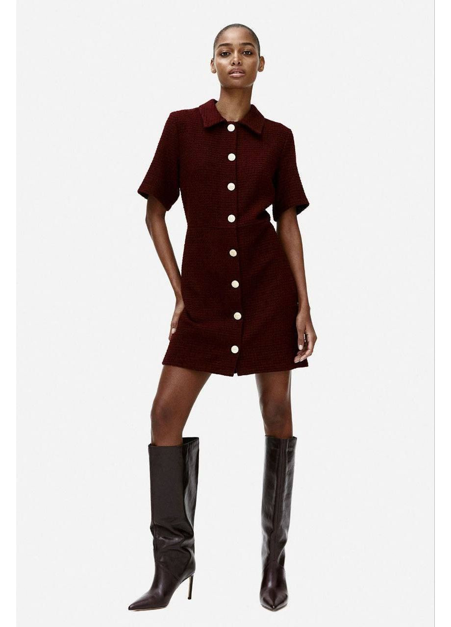 Бордова повсякденний, ділова, кежуал сукня H&M однотонна