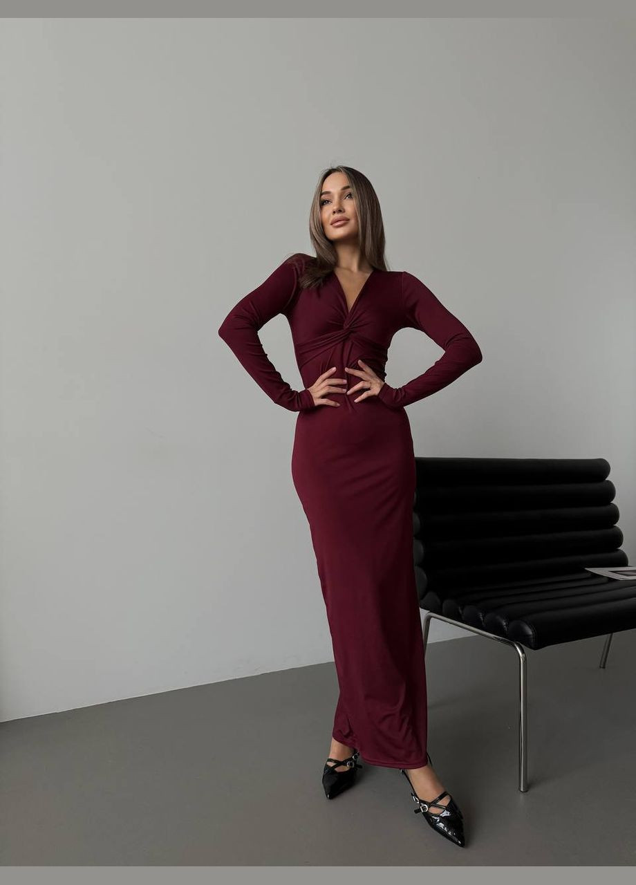 Бордова ділова, кежуал, коктейльна, вечірня жіноча сукня силуетна No Brand