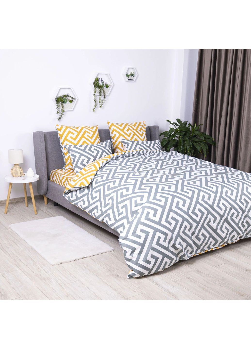 Євро комплект постільної білизни з наволочками 70*70 см, 115 гр/м2 гіпоалергенний Labyrinth Сірий (12590200215) ТЕП (362537698)