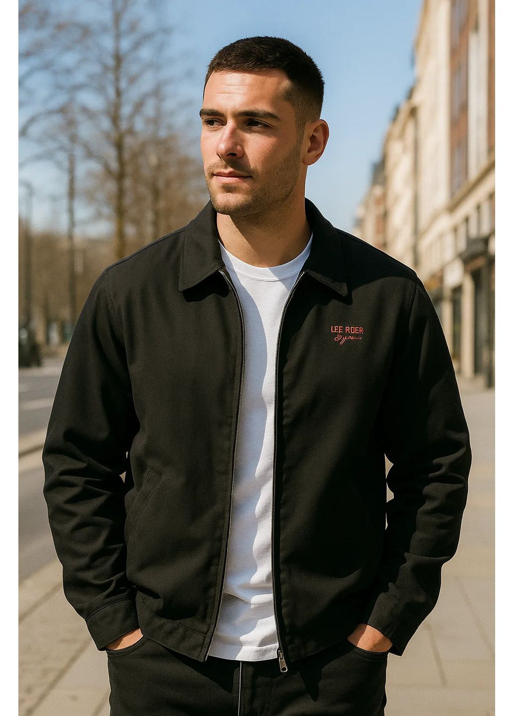 Чорна демісезонна чоловіча демісезонна куртка Lee Cooper