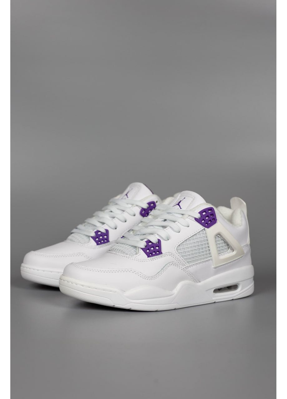 Женские кроссовки зимние флис найк аир джордан 4 Retro fleece White violet No Brand белые зима (362672375)