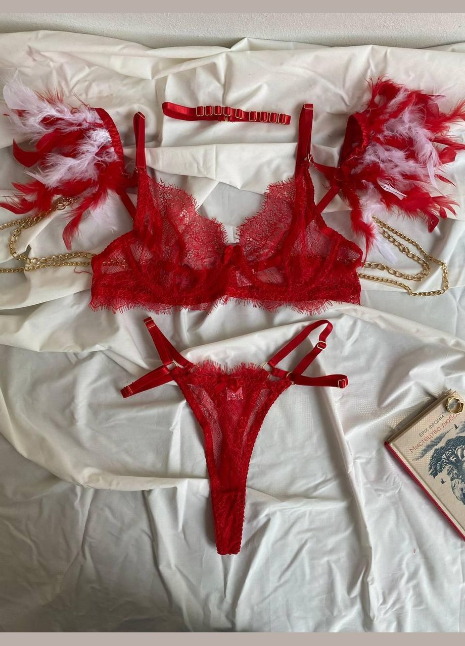 Червоний демісезонний жіночий комплект нижньої білизни No Brand