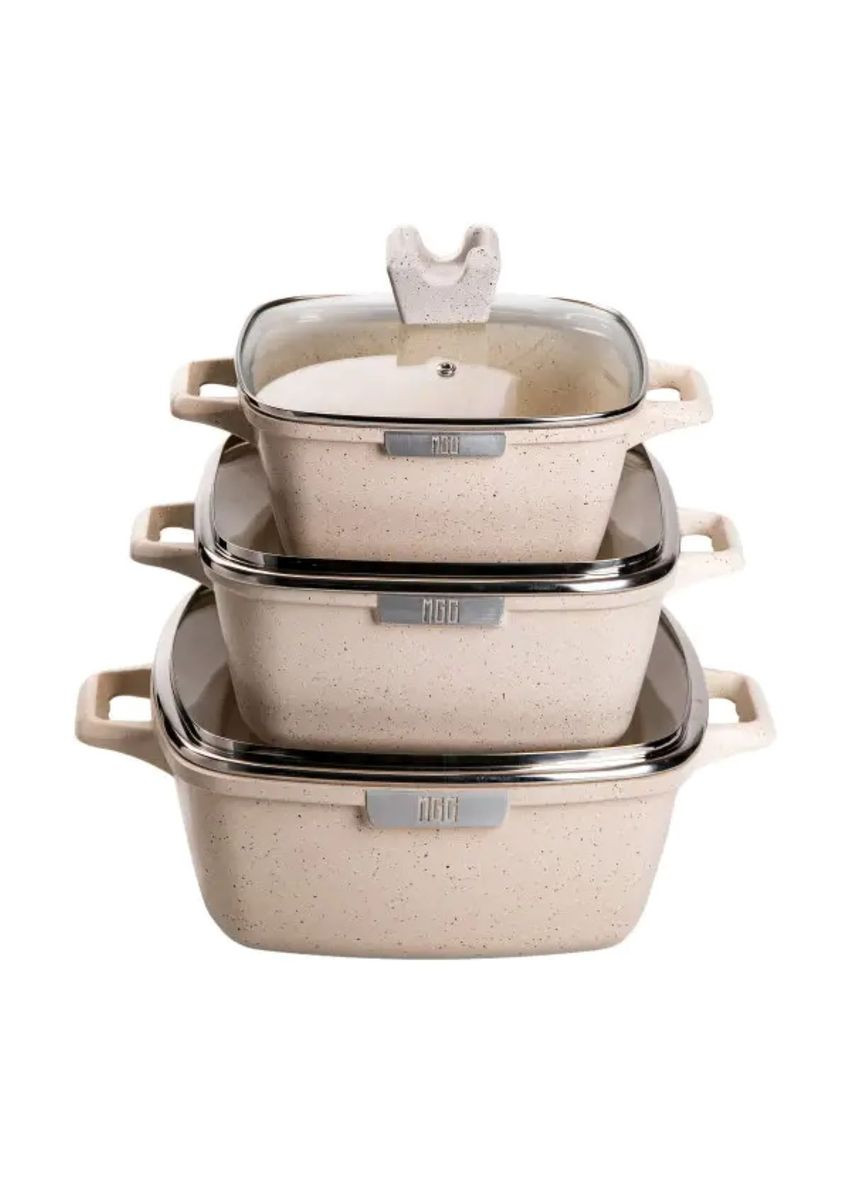 Набір з 3 квадратних каструль, 20, 24, 28 см, алюміній, товсте дно MGC HP-4-403 Jooki (358705669)