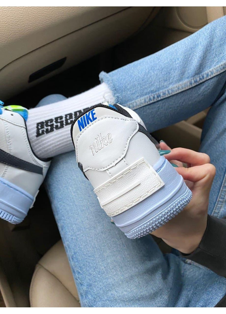 КРОССОВКИ ЖЕНСКИЕ NIKE AIR FORCE 1 SHADOW BLUE 1 НАЙК АИР ФОРС 1 ПРЕМИУМ No Brand белые демисезоны (367167534)