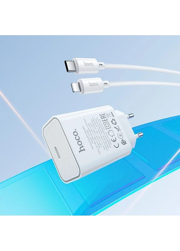 Адаптер мережевий Type-C to Lightning Benefit single port charger set C143A |1Type-C, 3A/20W, PD/QC| Hoco (389370620)