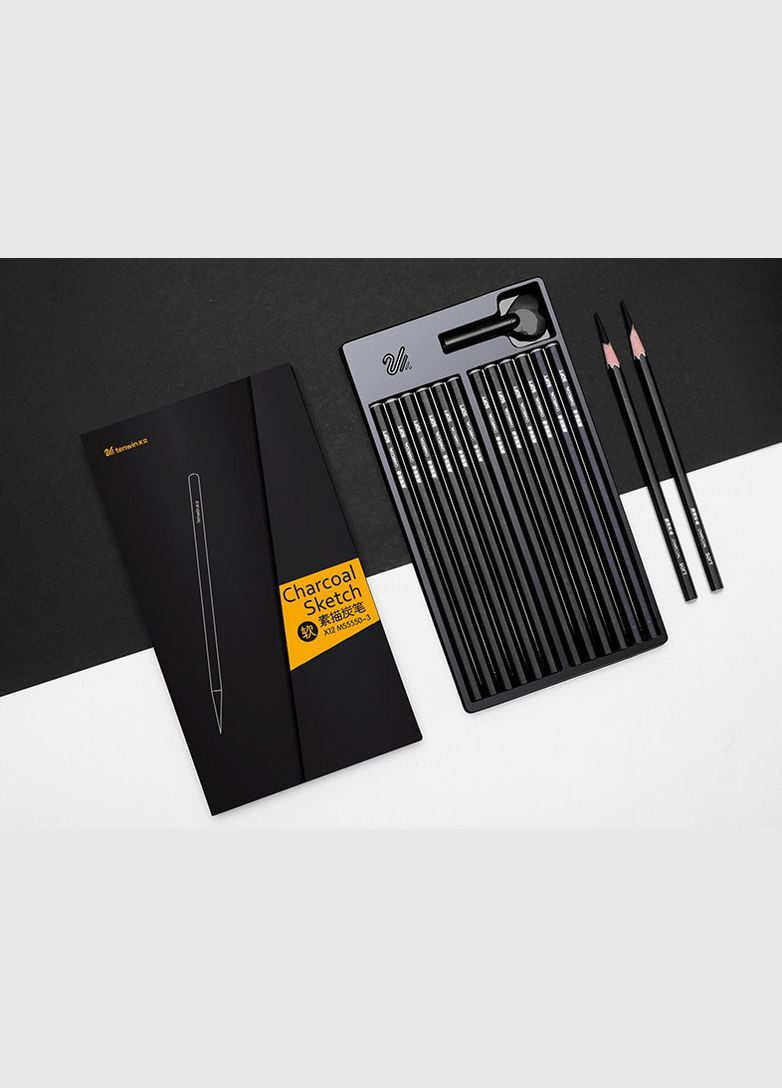 Набор угольных карандашей средней твердости ( 12 штук) Tenwin (322635173)