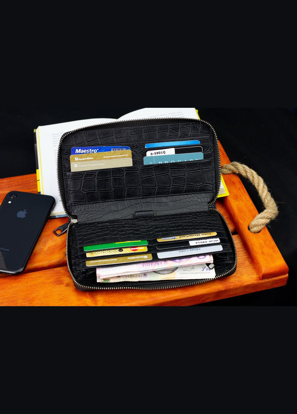 Кошелек-клатч на молнии с блоком под карточки с фактурной натуральной кожи MCJP-5901A Marco Coverna (359380888)