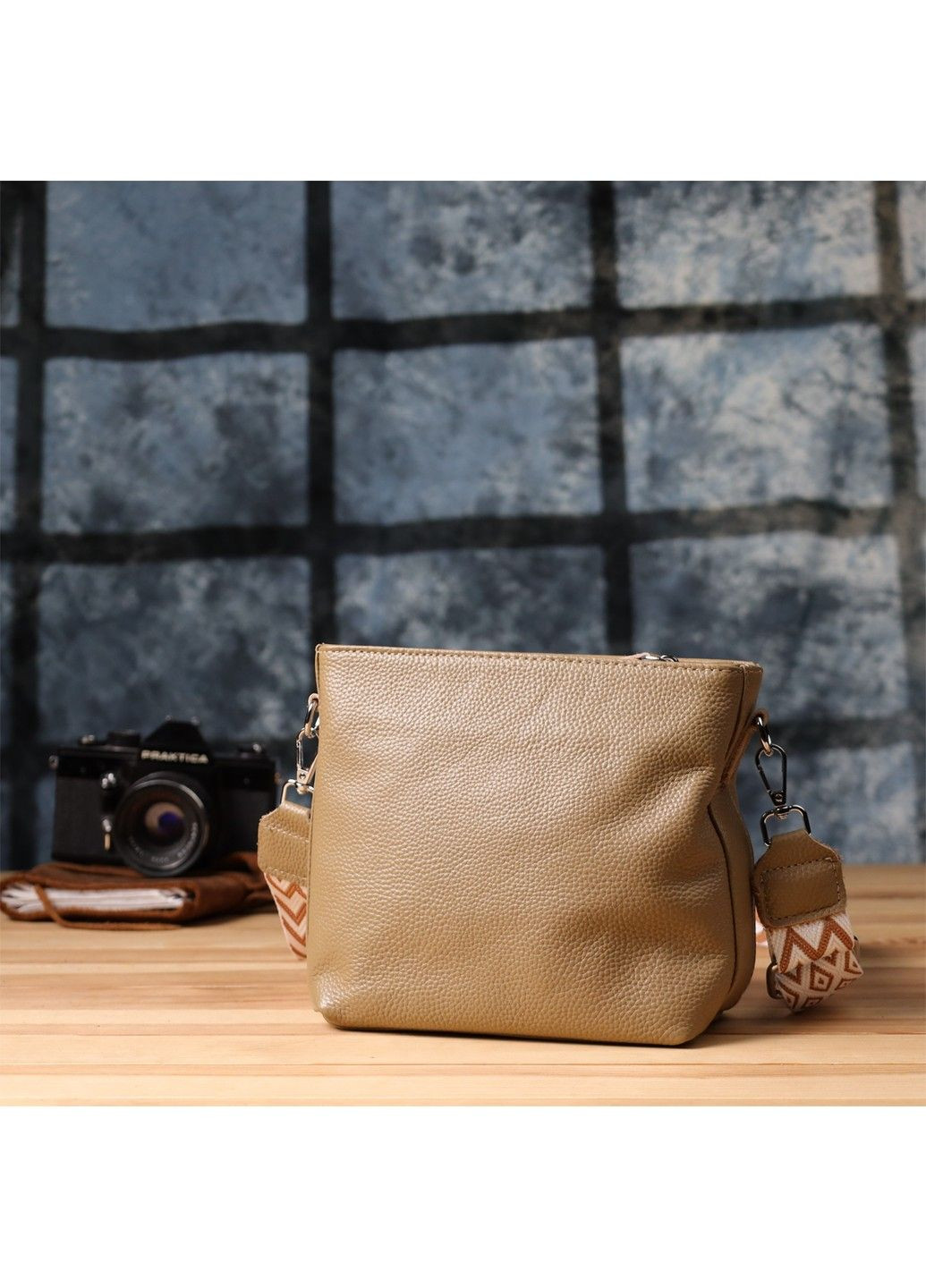 Женская кожаная сумка на плечо для повседневной носки 22912 Бежевый Vintage (356452092)