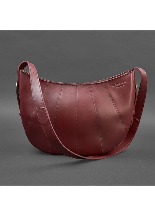 Шкіряна жіноча сумка Круасан Krast бордова BlankNote сумка бохо (348359316)