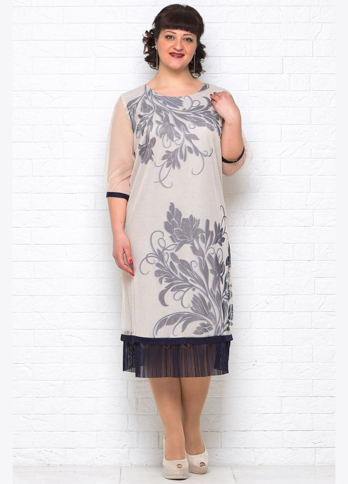 Бежевое платье 14251 Alenka Plus