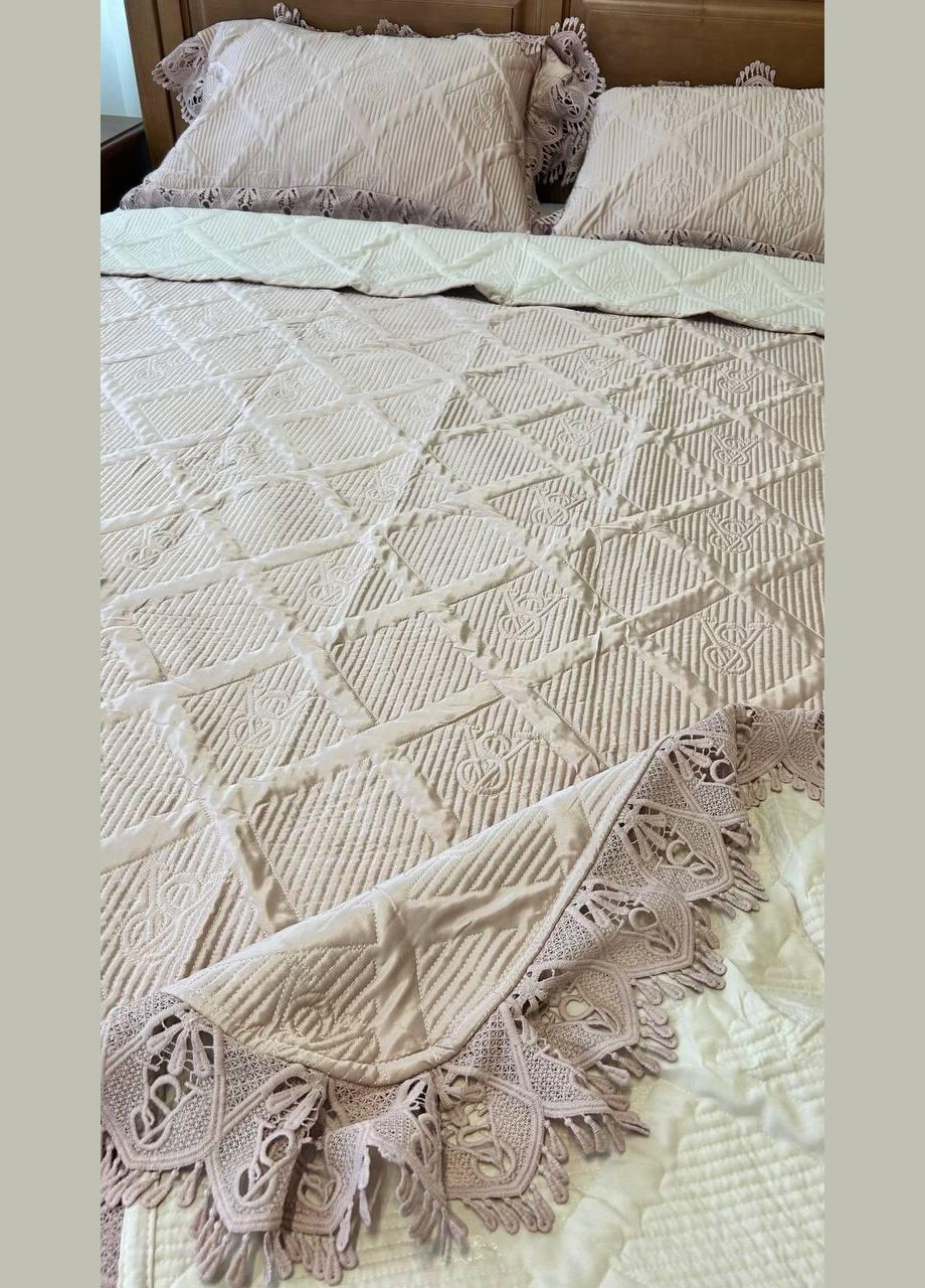 Плед із наволочками євро 220х240 см пудра (П-M-velurEvro5070-53) No Brand (306633897)