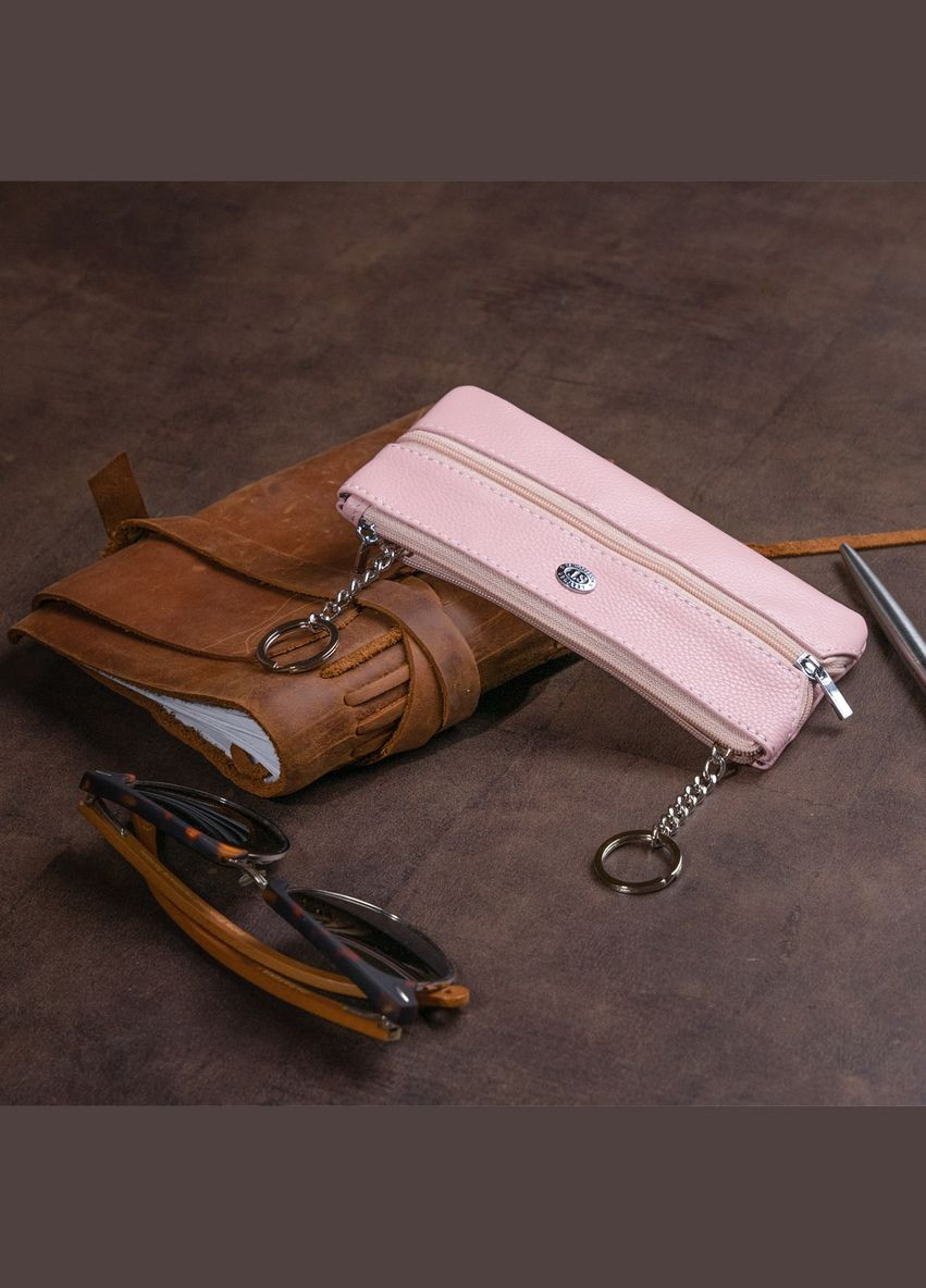 Женская ключница-кошелек с кармашком на молнии из натуральной кожи розовая (sku_19353) No Brand (328218792)