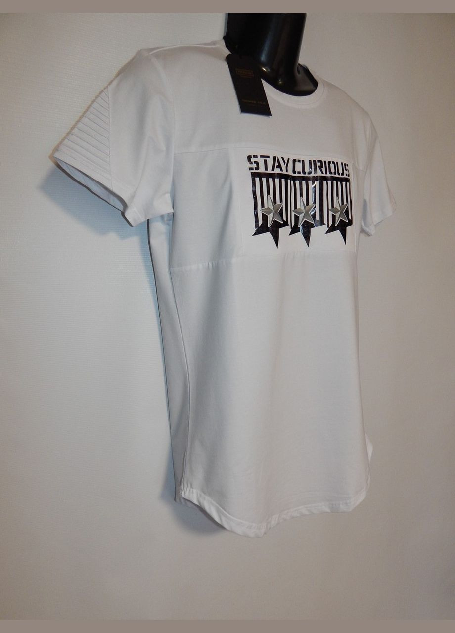 Белая мужская удлиненная футболка terance kole р.50 214ф No Brand