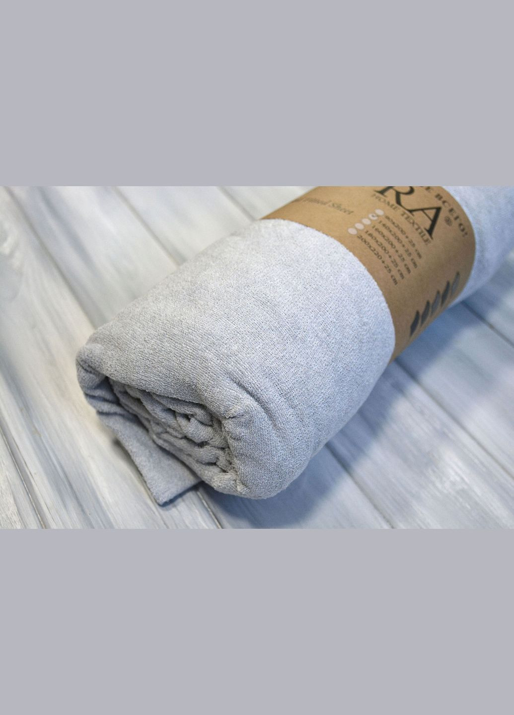 Простирадло 90x200+25см махрове на резинці Світло-сіре Kayra (318382180)