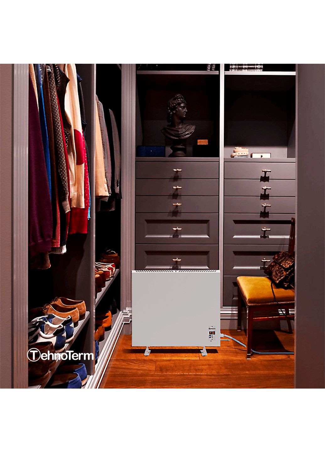 Обогреватель с терморегулятором до 7 м², электрический конвектор на 250 Вт белый (stt250) TehnoTerm STT-250 (316302958)