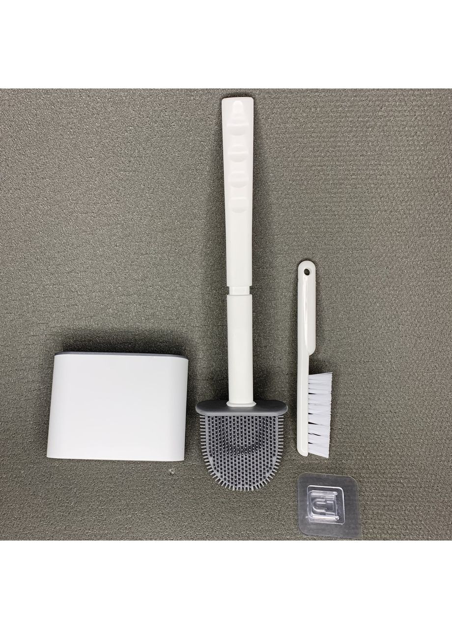 Набір туалетний органайзер йоржик із підставкою силіконовий плоский для миття унітаза підвісної щітка No Brand (315883042)