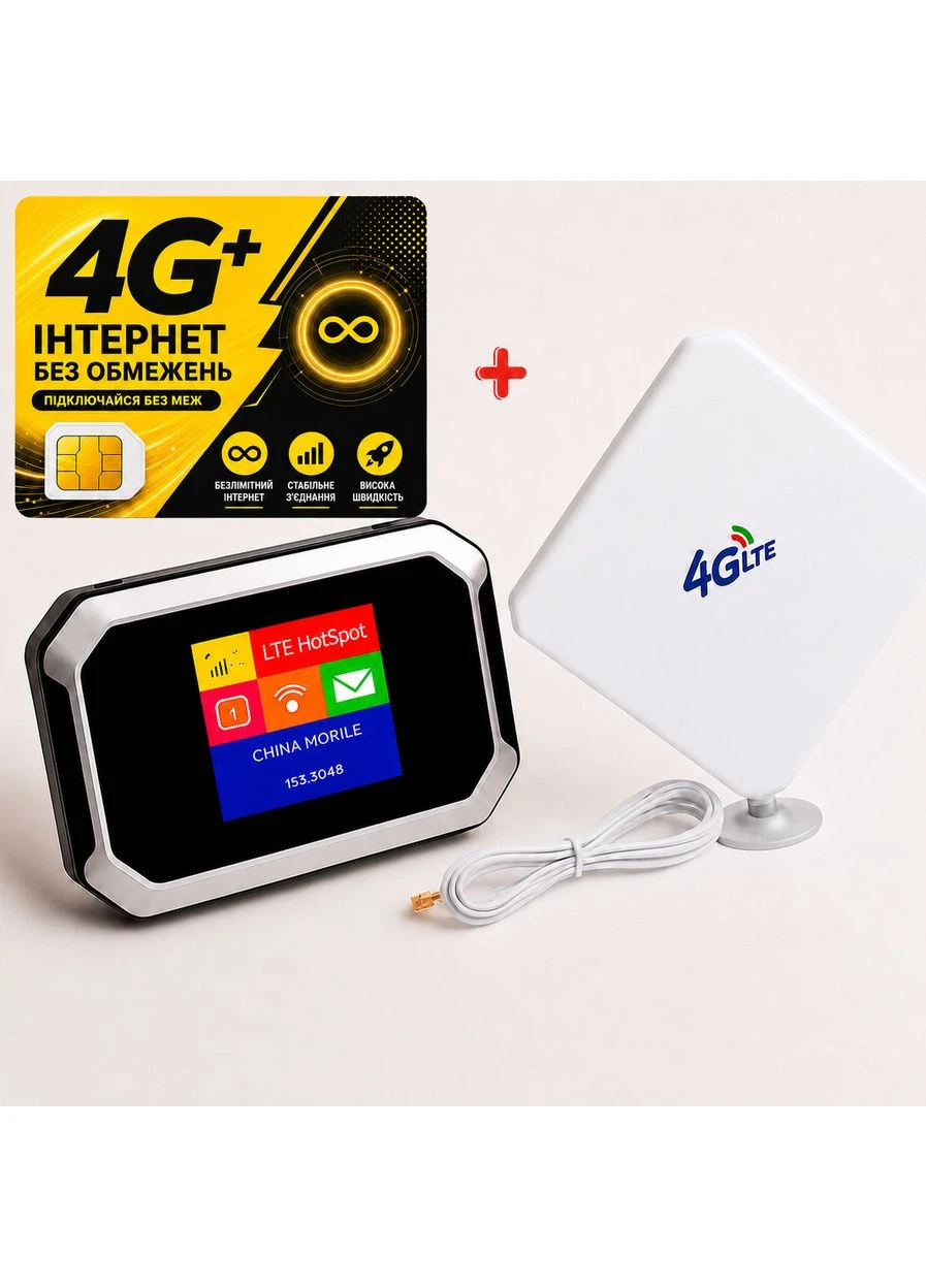 Мобильный 4G модем/роутер WiFi LTE MT80 с АКБ 3000мАч+внешняя MIMO антенная + ПОДАРОК симкарта Lifecell Olax (388367088)