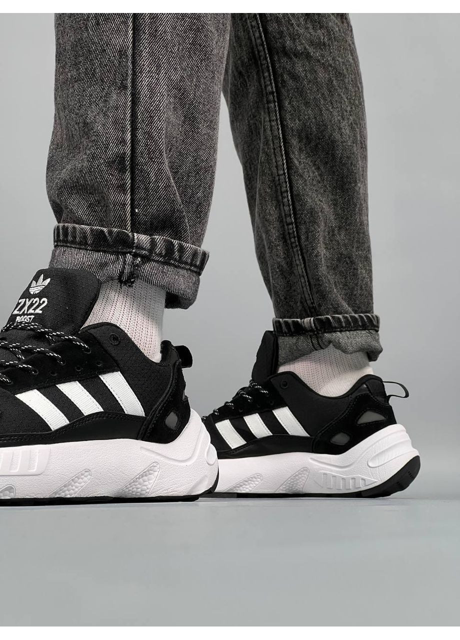 Черные демисезонные кроссовки мужские adidas zx 22 boost black white адидас zx 22 изи буст No Brand