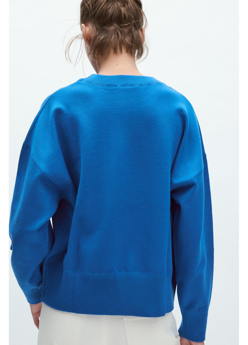 Синий демисезонный однотонный трикотажный свитшот Zara