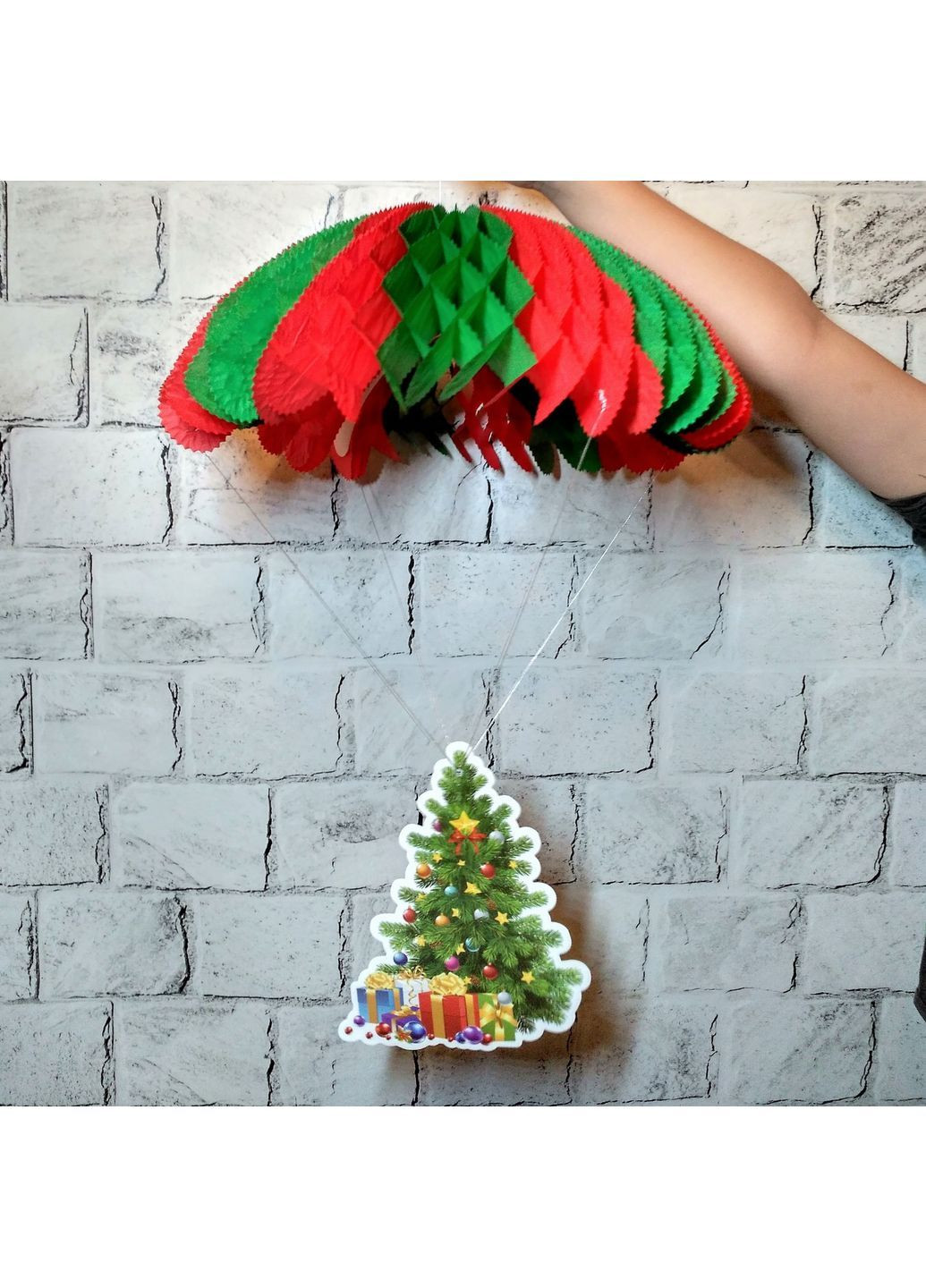 Подвеска бумажная Елочка соты новогодний декор 45 см No Brand (368774680)