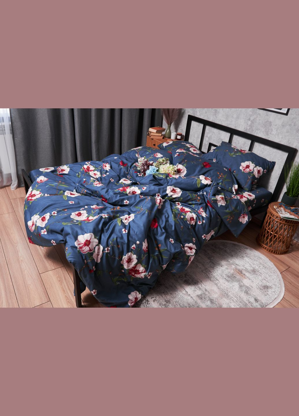 Комплект постільної білизни Полісатин Premium полуторний євро 160х220 наволочки 2х70х70 (MS-820003732) Moon&Star Bush Peony (288044180)