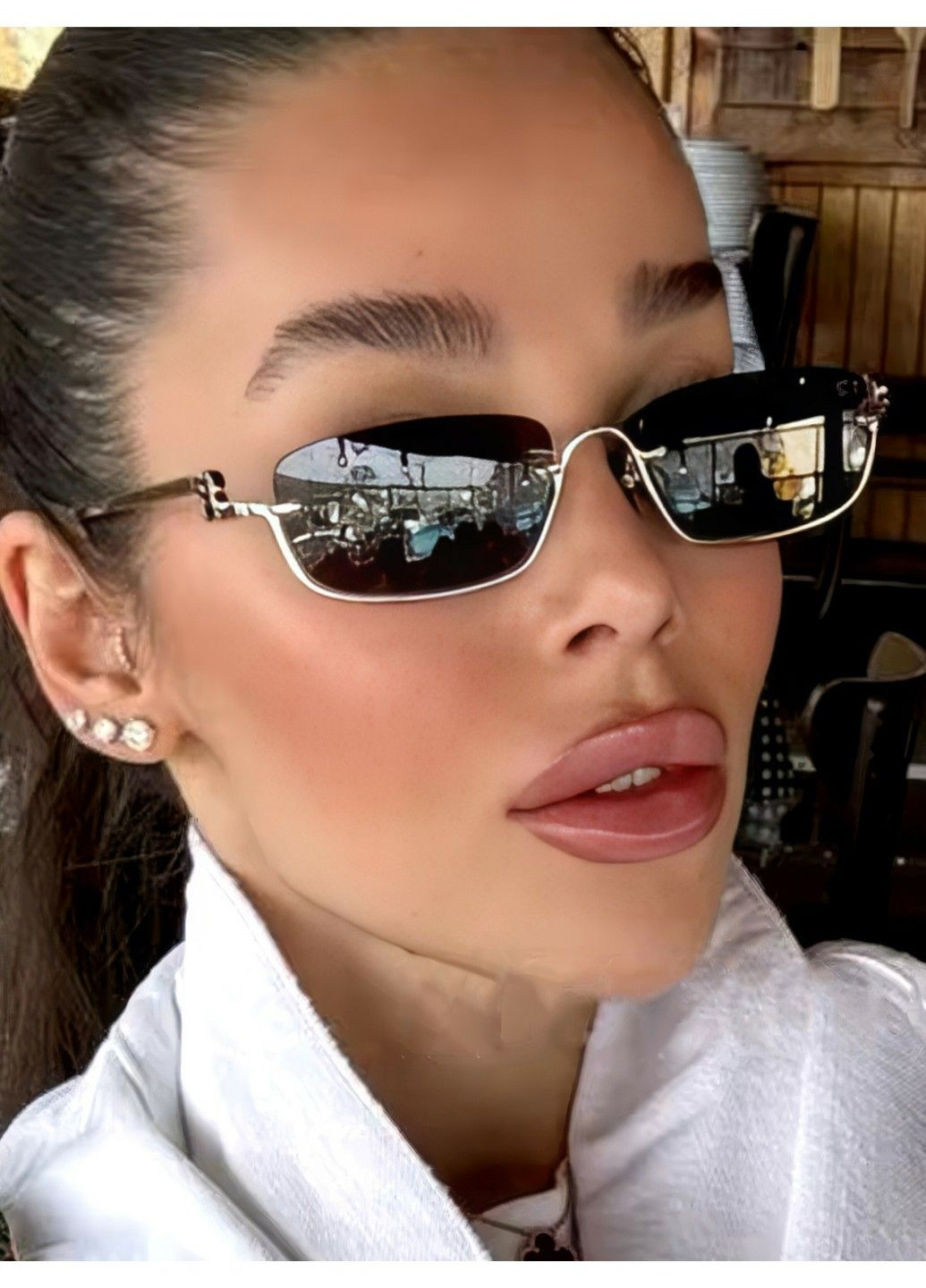 Окуляри сонцезахисні унісекс полуобідкові Enjoy золотисті з чорними лінзами No Brand (317565342)