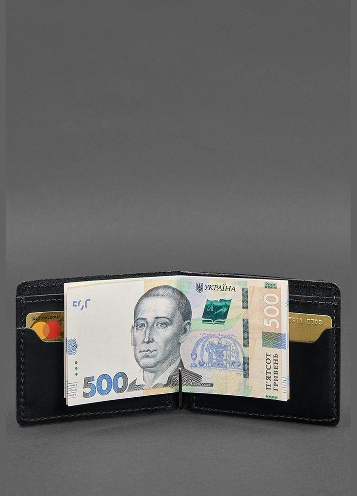 Шкіряне портмоне 13.0 затискач Чорний Crazy Horse (A-028270) BlankNote (328444544)