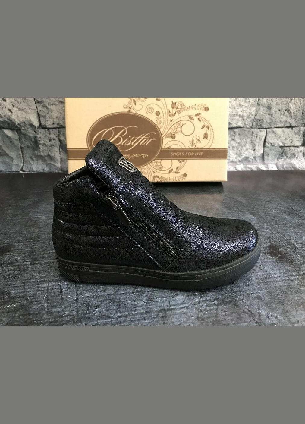 Синие повседневные осенние натуральные ботинки на платформе,, бистфор, украина Bistfor