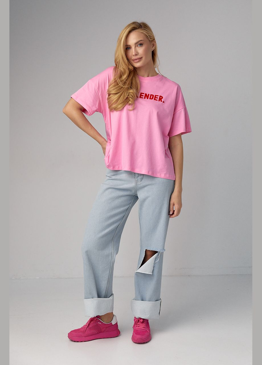Розовая летняя трикотажная футболка с надписью weekender Lurex